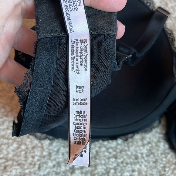 Victoria’s Secret Dream Angel lined Demi bra black lace 36 DD - Picture 7 of 8